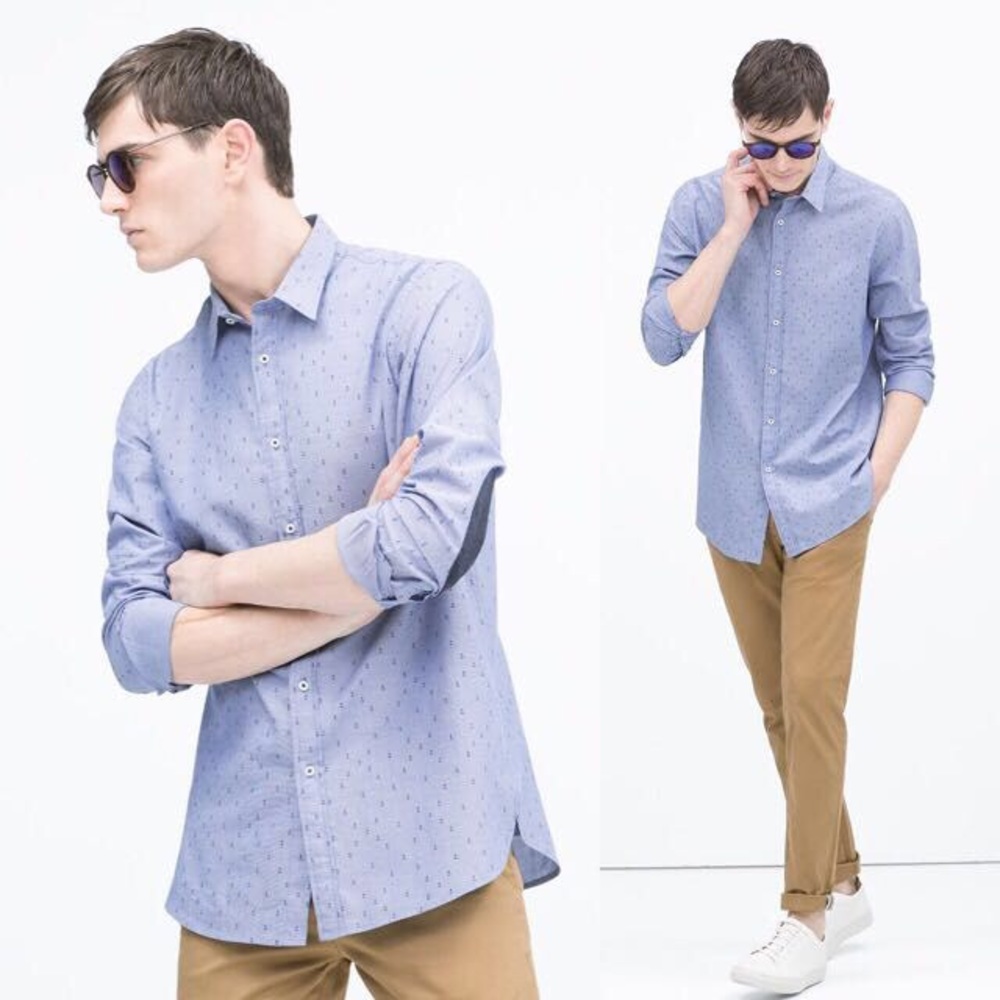 ZARA BUTTON DOWN SHIRT w/ ELBOW PATCHES